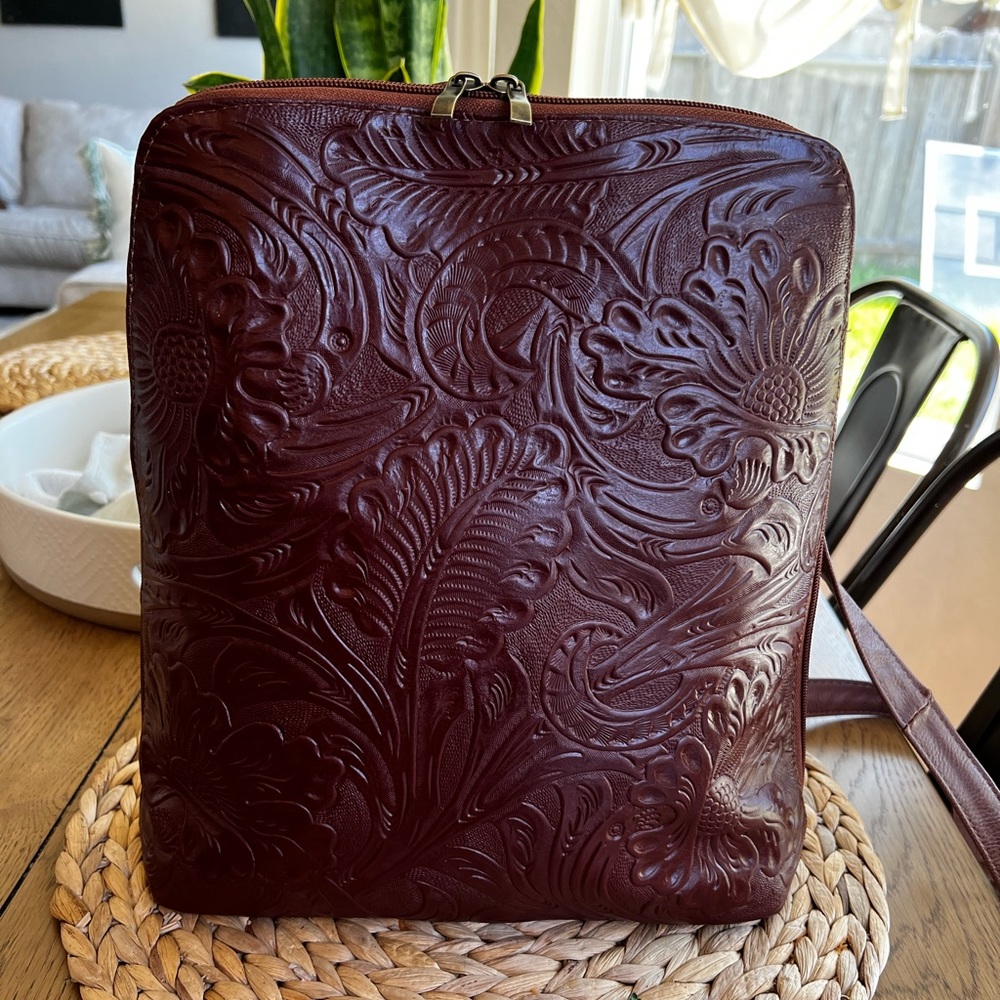 Real leather backpack